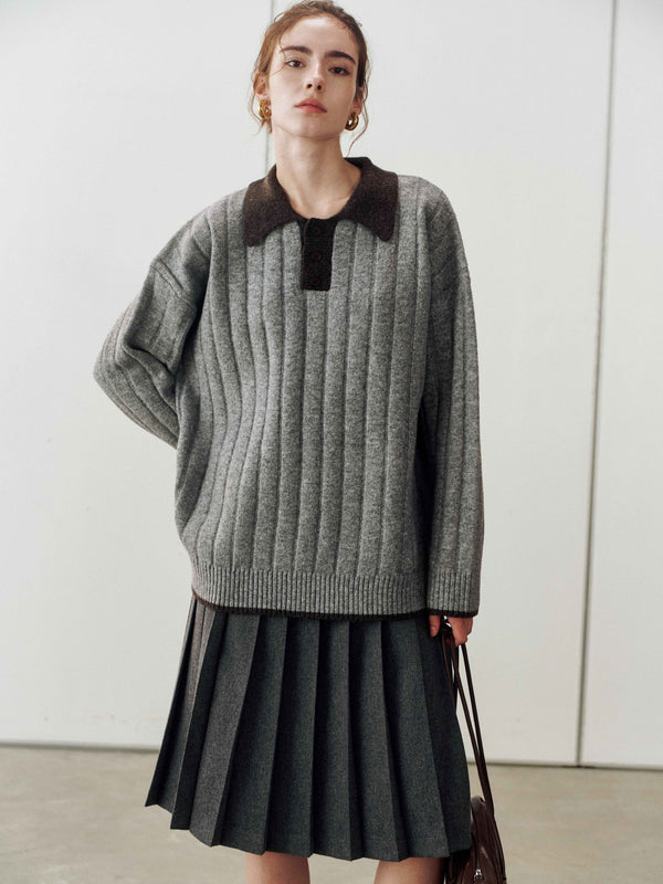 Structured Pleated Midi Skirt